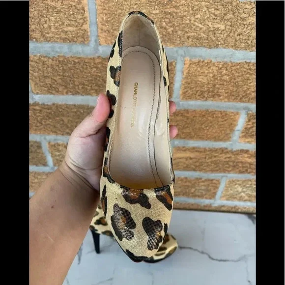 Charlotte Olympia Dolly Leopard Beige Gold Black Figure Heel Platform Pu… - Picture 12 of 16